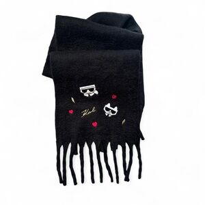 Karl Lagerfeld black scarf with embroidered details
